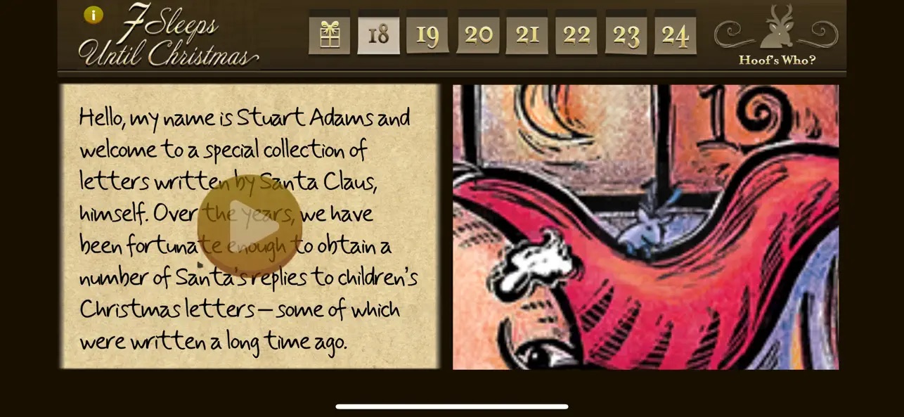 7 Sleeps Until Christmas app screenshot: read-along letter