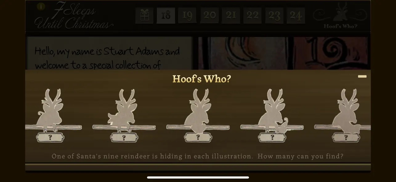 7 Sleeps Until Christmas app screenshot: Hoof's Who roster